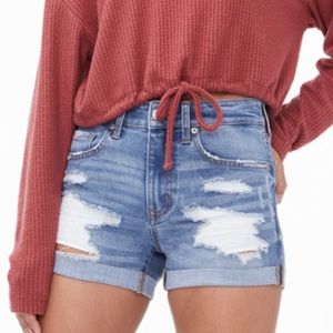 AERO Light Blue Denim High Rise Midi Blue